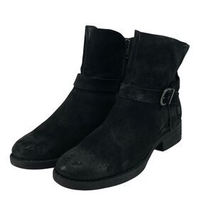 Born Morocco Black Suede Side Zip Ankle Booties Women's Size 8.5M